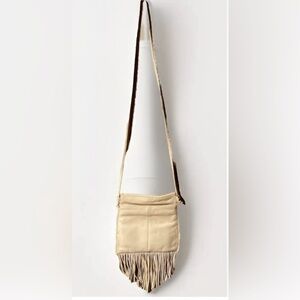 HOBO Womens Cream Crossbody Handbag With Fringe